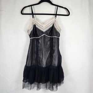VINTAGE HEART SOUL BOHO BABY DOLL STRAPPY TANK TOP Black Lace Witchy Romantic M